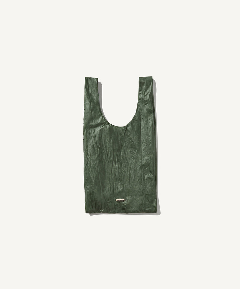reused parachute | grocery bag-m dark green