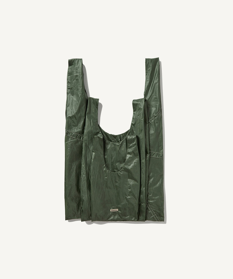 reused parachute | grocery bag-l dark green